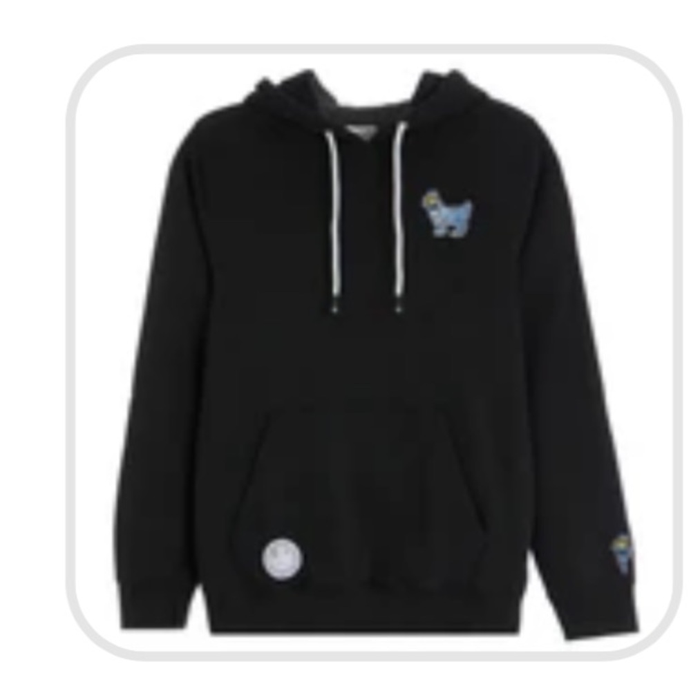Black Hoodie with Embroidered Detail